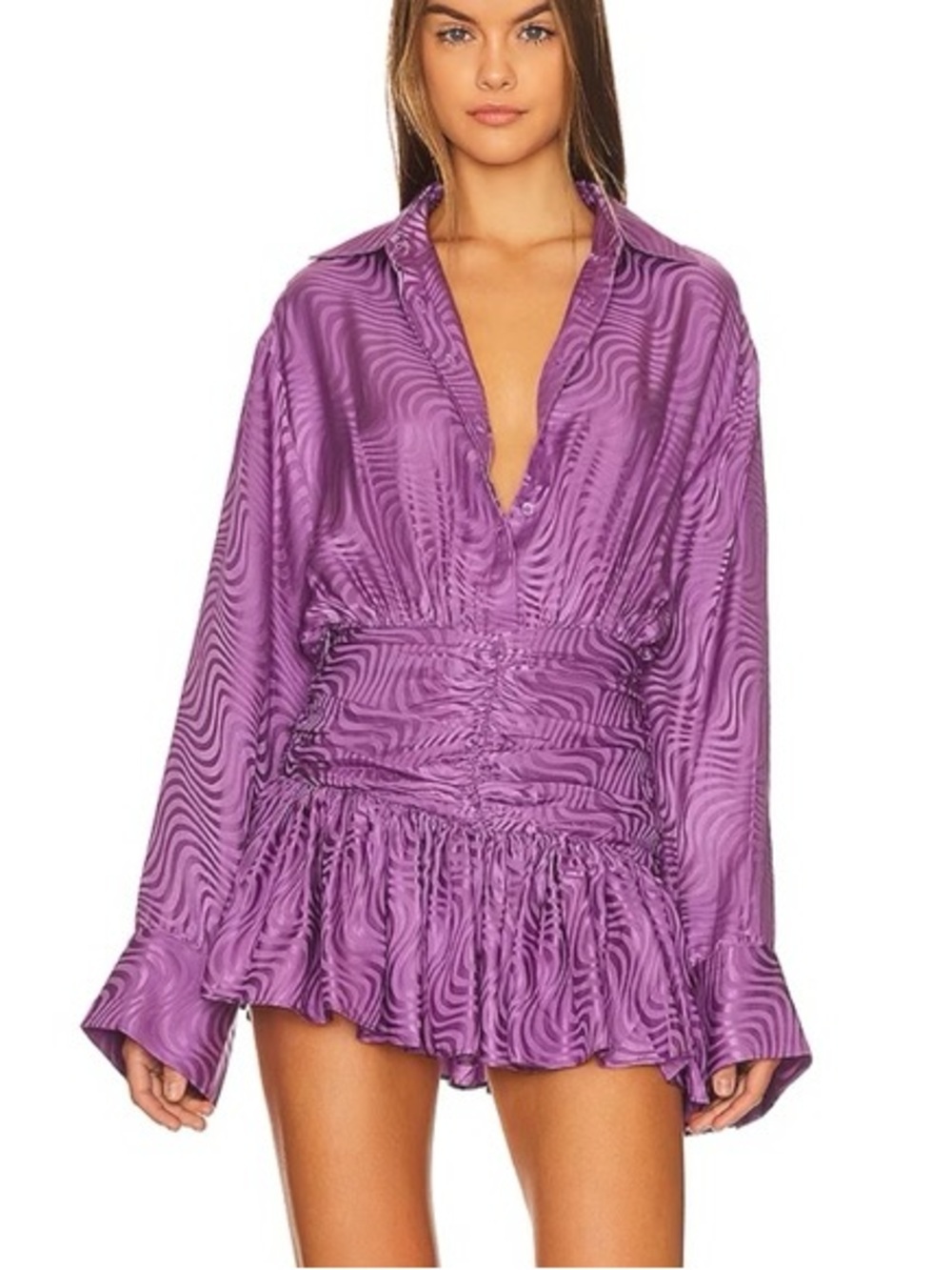 Ronny Kobo Collection Purple Satin Mini Dress